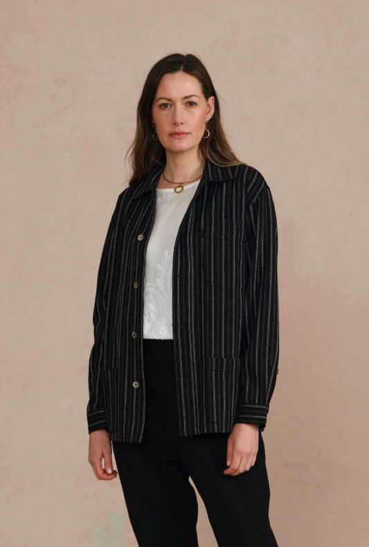 Black Stripe Stitch Shacket