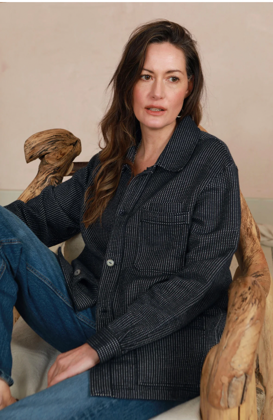 Navy White Dot Shacket