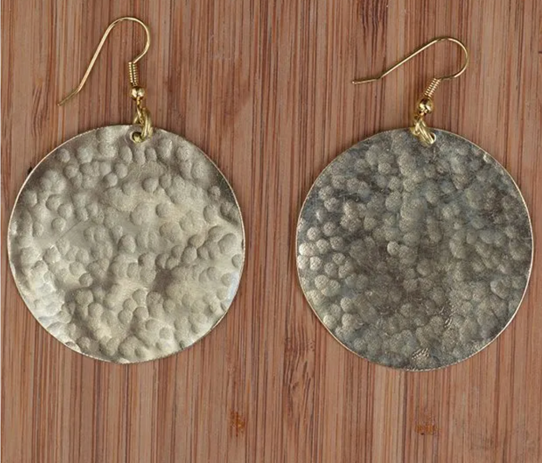 Large Single Disc Earrings Brass