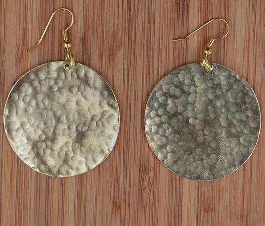 Large Single Disc Earrings Brass