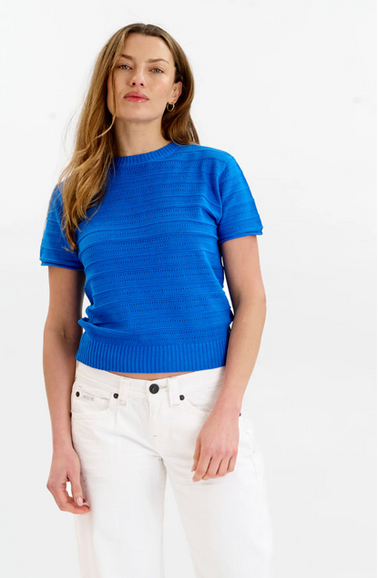 Posey Pointelle Tee Blue