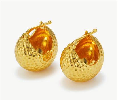 ZADIE Gold Hammered Ball Earrings