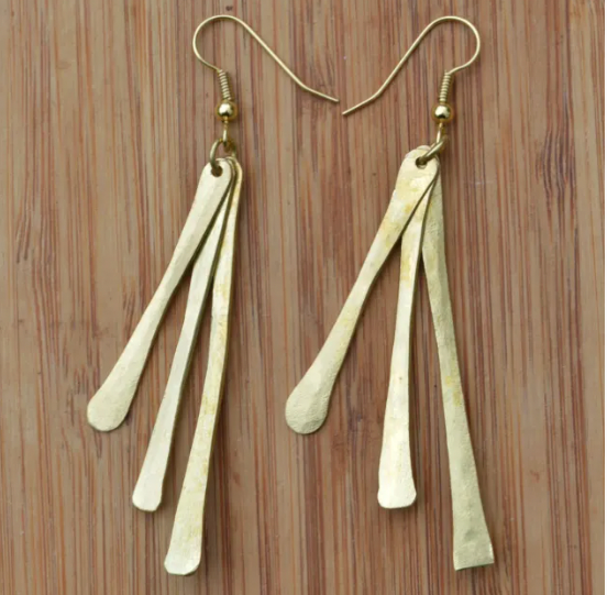 Brass Three Sticks Earrings