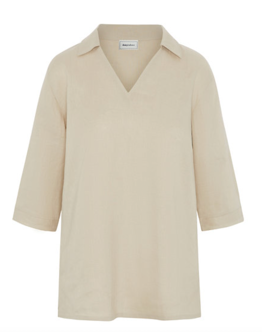 Lizzie Collared Top 100% Linen Natural