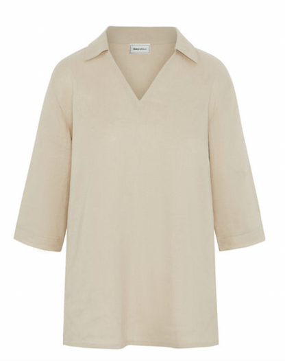 Lizzie Collared Top 100% Linen Natural