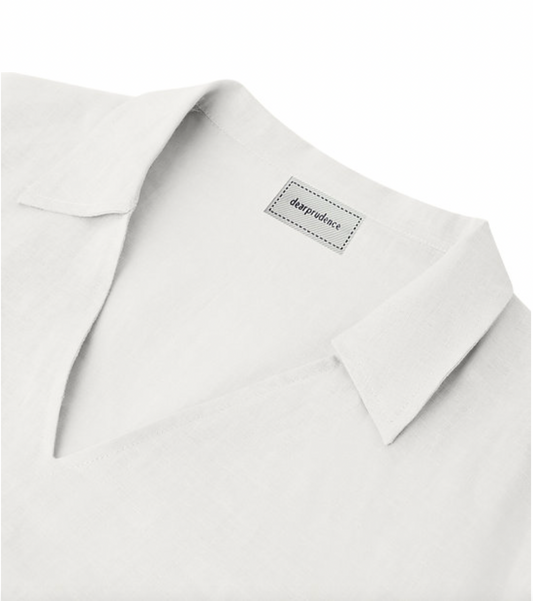 Lizzie Collared Top 100% Linen Oyster