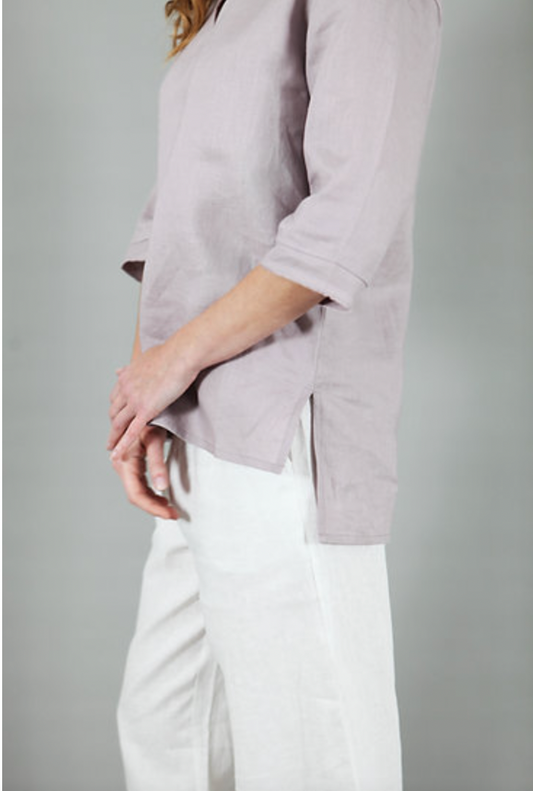 Lizzie Collared Top 100% Linen Poldark