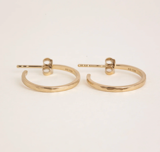 Agonda Extra Small Hammered Hoops Gold