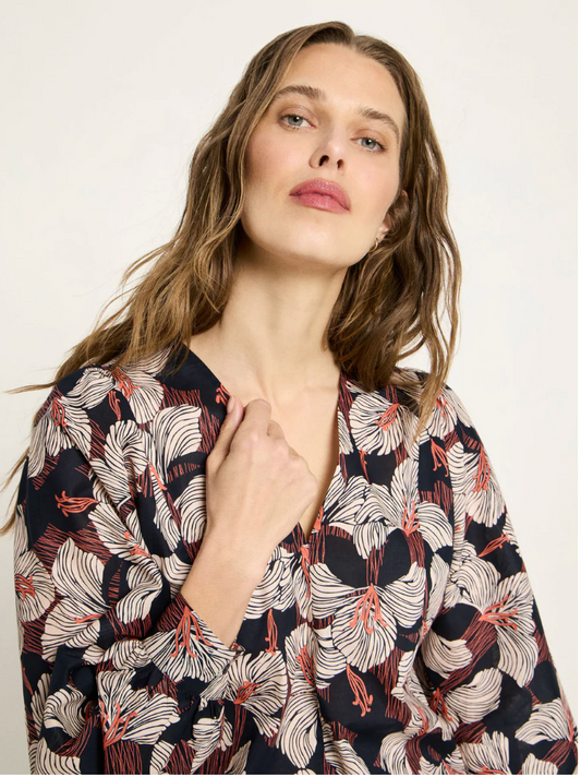 Print Bloom Blouse Onyx