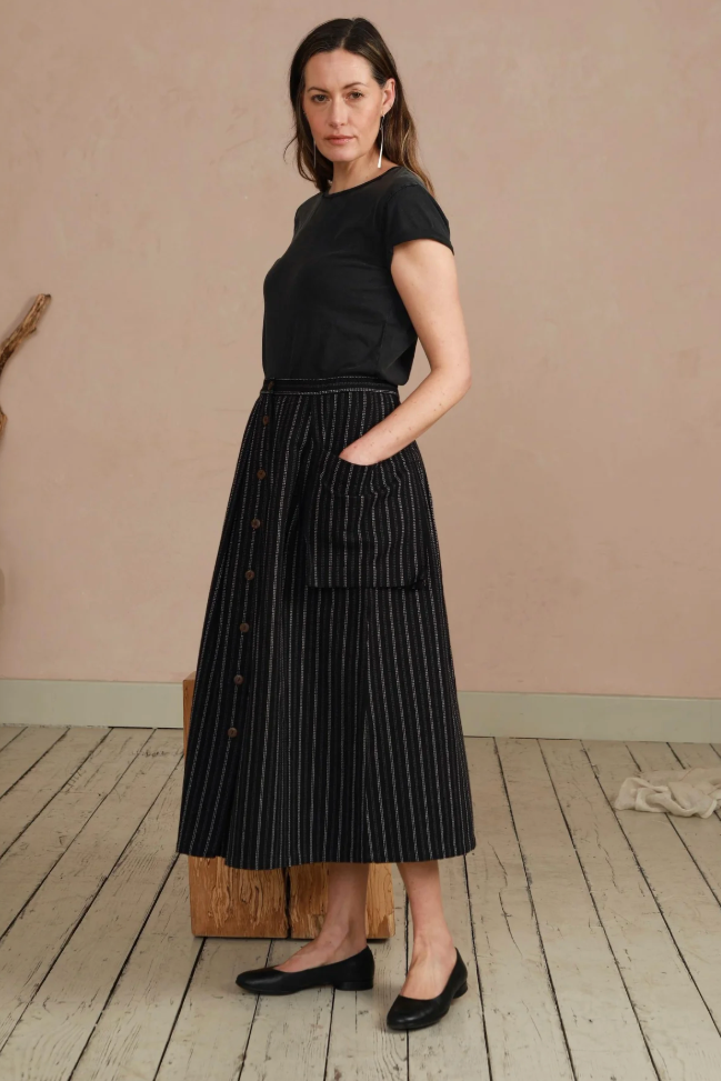 Black Stripe Stitch Ruth Skirt