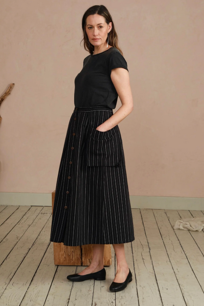 Black Stripe Stitch Ruth Skirt