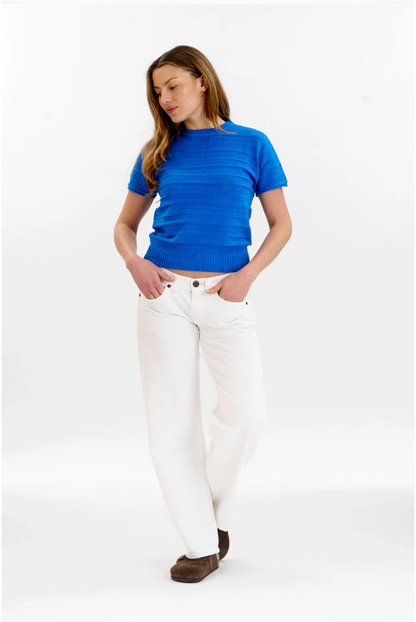 Posey Pointelle Tee Blue