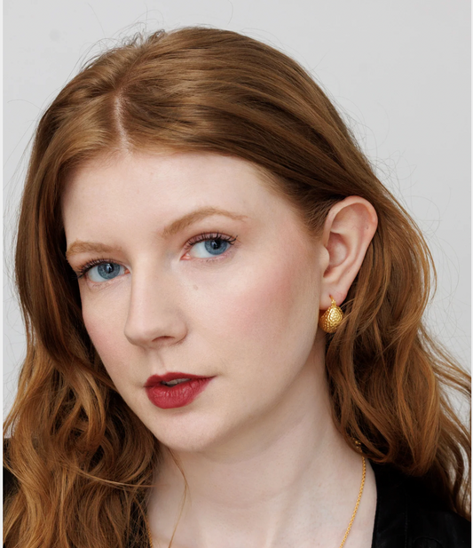 ZADIE Gold Hammered Ball Earrings