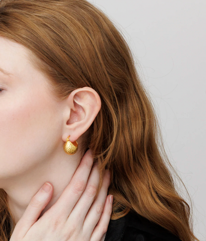 ZADIE Gold Hammered Ball Earrings