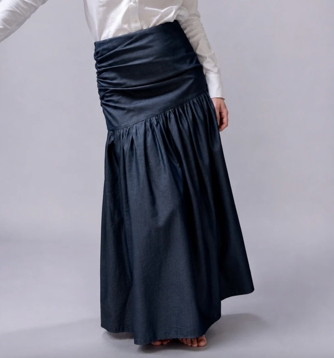 Gathered Maxi skirt Chambray – Hilda | No More Nobody