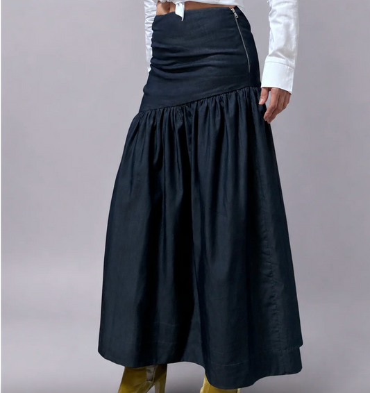 Gathered Maxi skirt Chambray – Hilda | No More Nobody