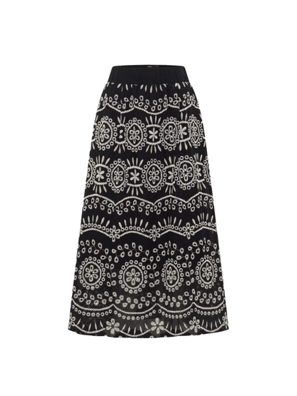 Embroidered Maxi Skirt Black