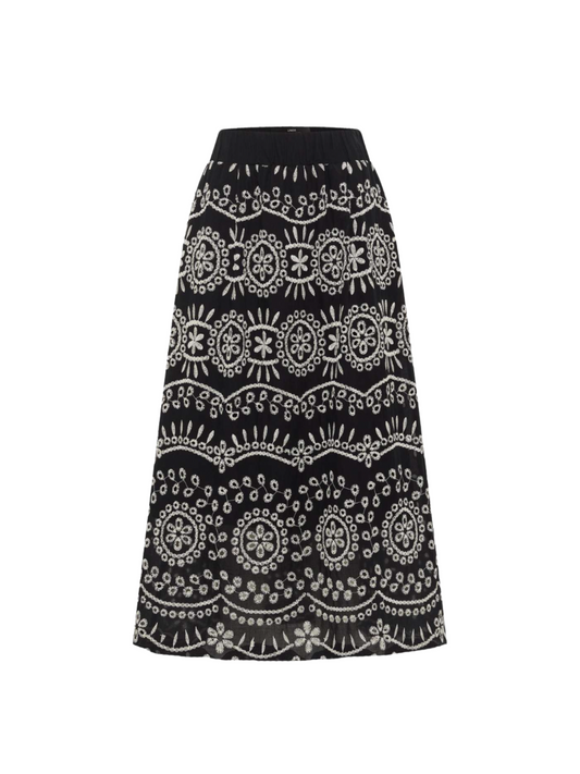 Embroidered Maxi Skirt Black