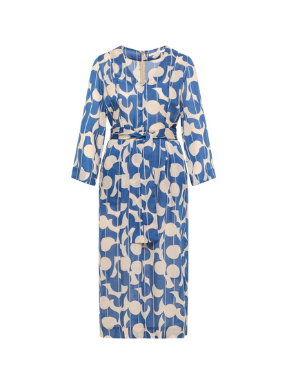 Graphic Dots Midi Dress Blue