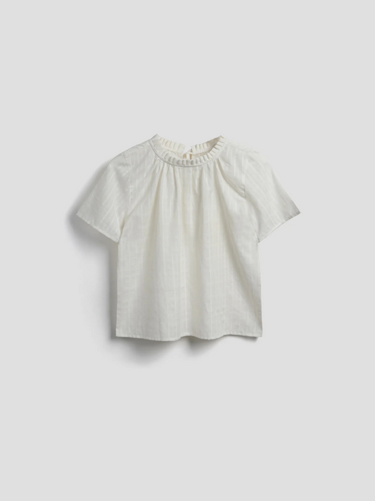 Shayla Reversible Frill Neck Blouse White
