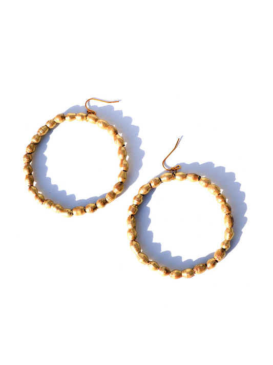 Waste Paper Bead Charm Hoop Gold