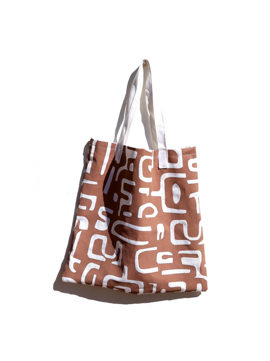 Handprinted Cotton Tote Neutral
