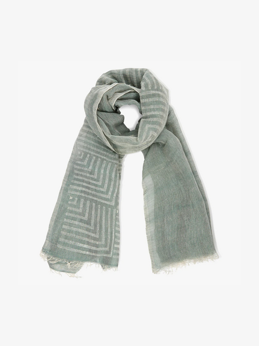 Olive Block Printed Scarf