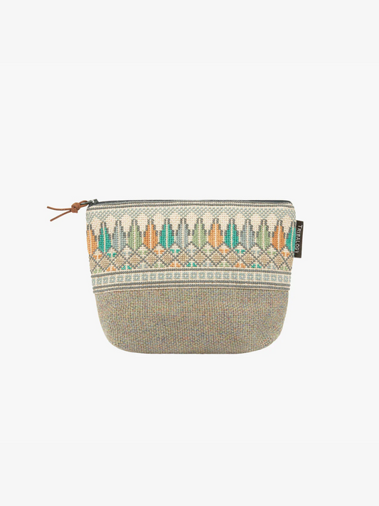 Hand Embroidered Grey Make Up Pouch