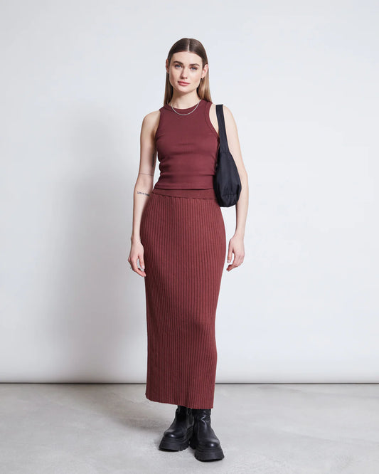 Jan N June - Ebba Midi Knit Skirt - Intense Rust