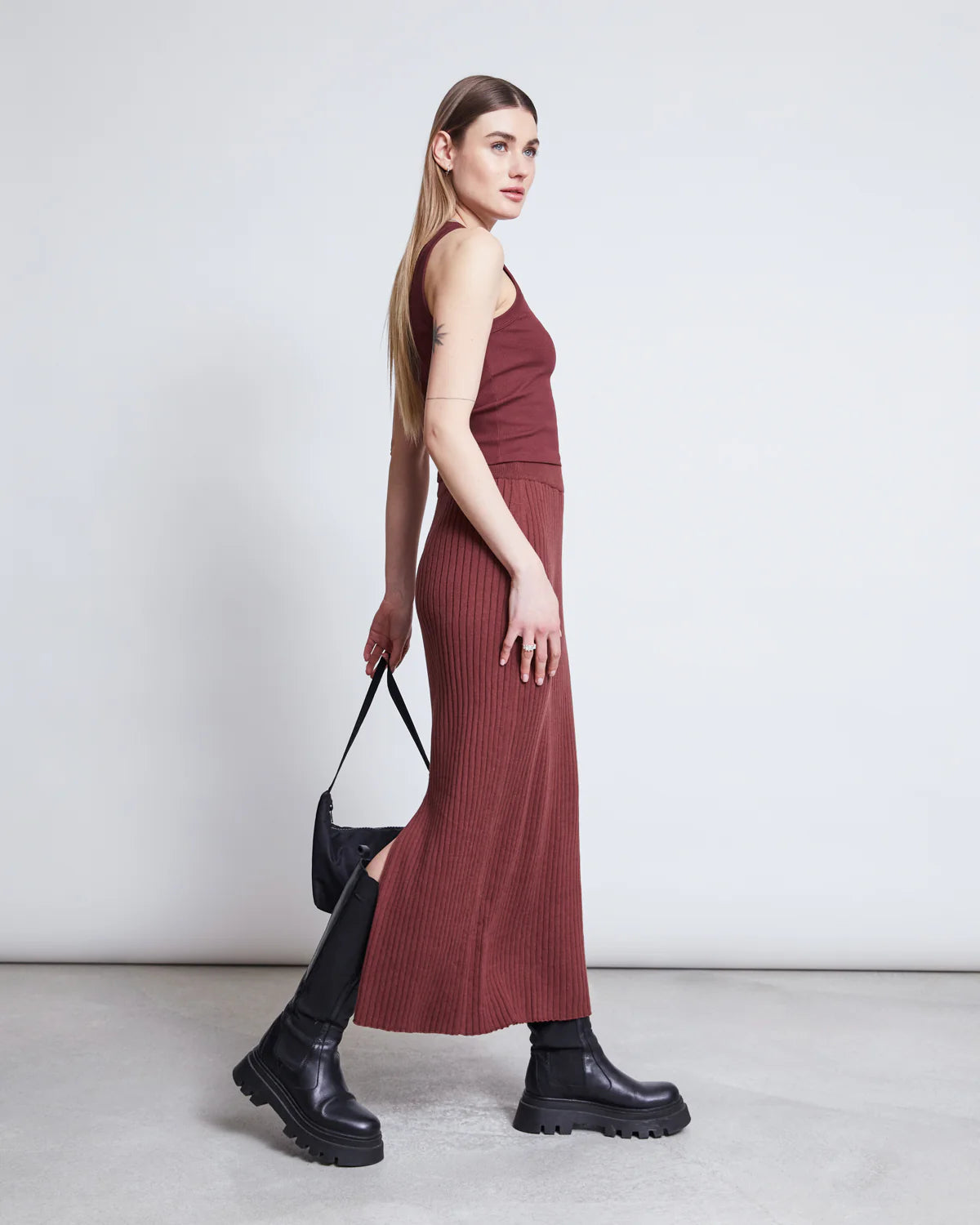 Ebba Midi Knit Skirt Intense Rust