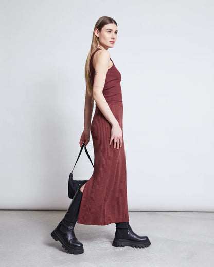 Ebba Midi Knit Skirt Intense Rust