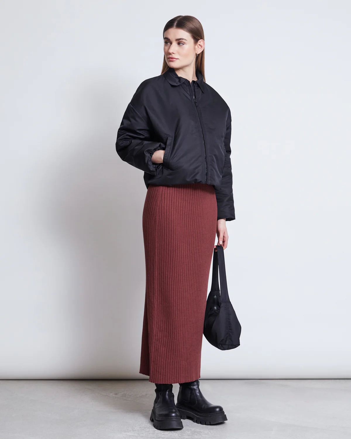 Ebba Midi Knit Skirt Intense Rust