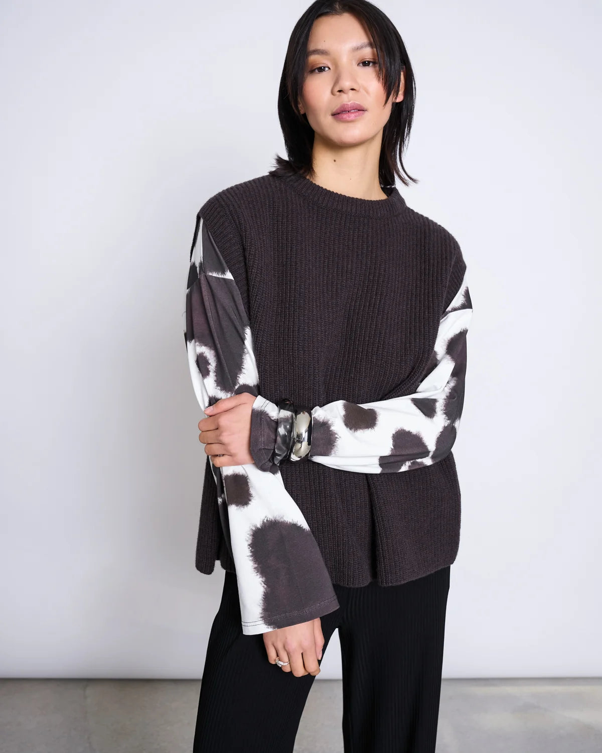 Lambswool Slipover - Dark brown