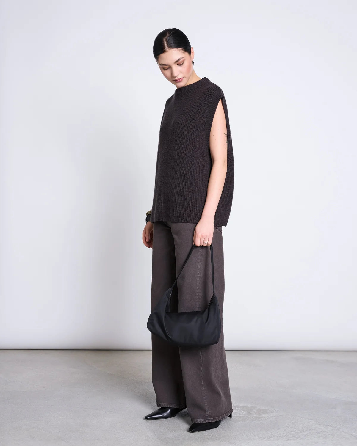 Lambswool Slipover - Dark brown