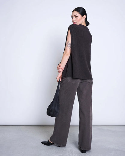 Lambswool Slipover - Dark brown