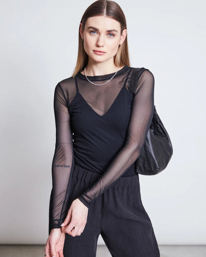 Dora Longsleeve Black Mesh Top