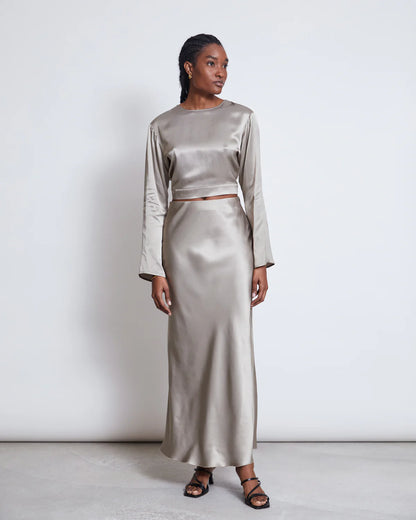 Serin Maxi Skirt Silver Grey