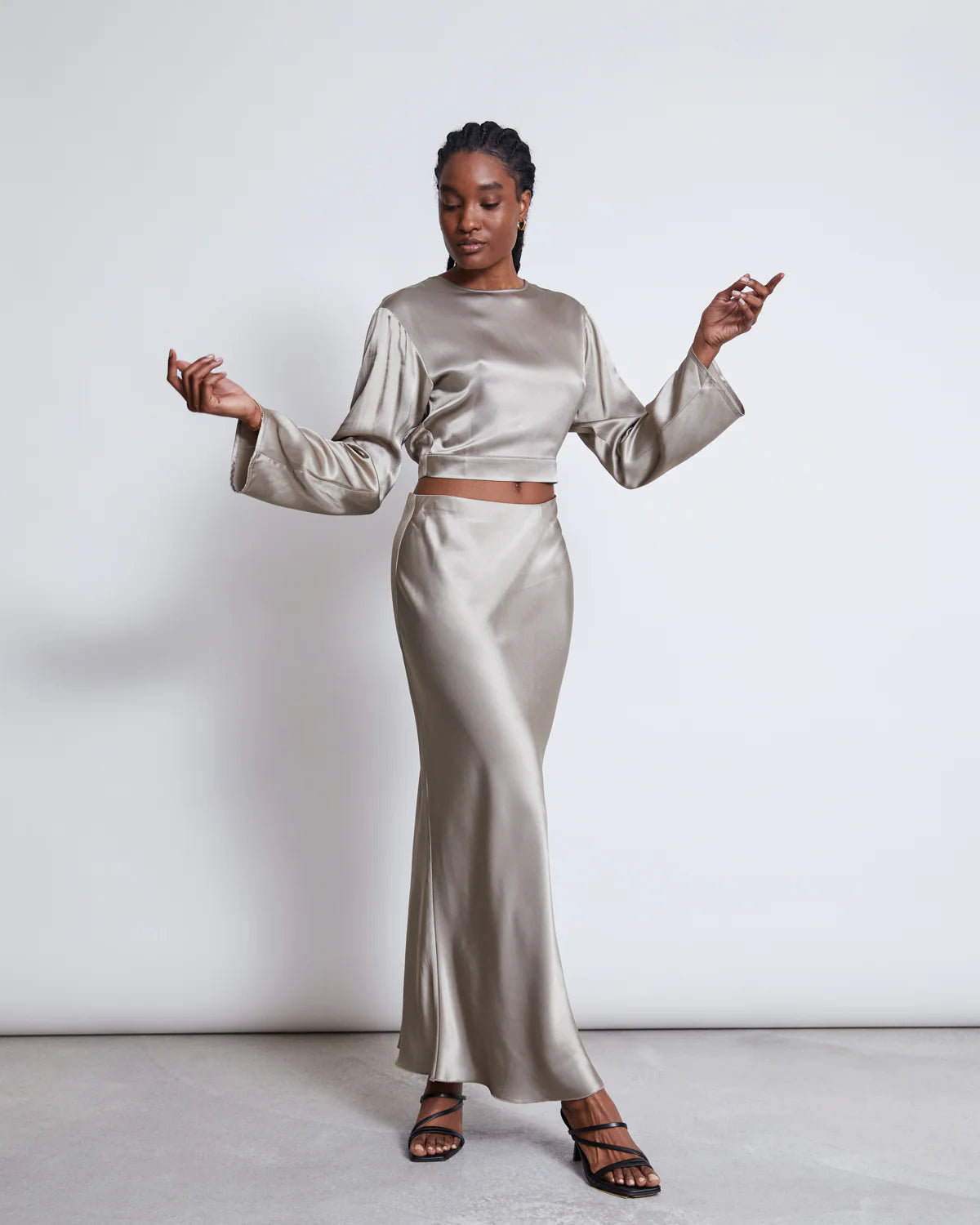 Serin Maxi Skirt Silver Grey