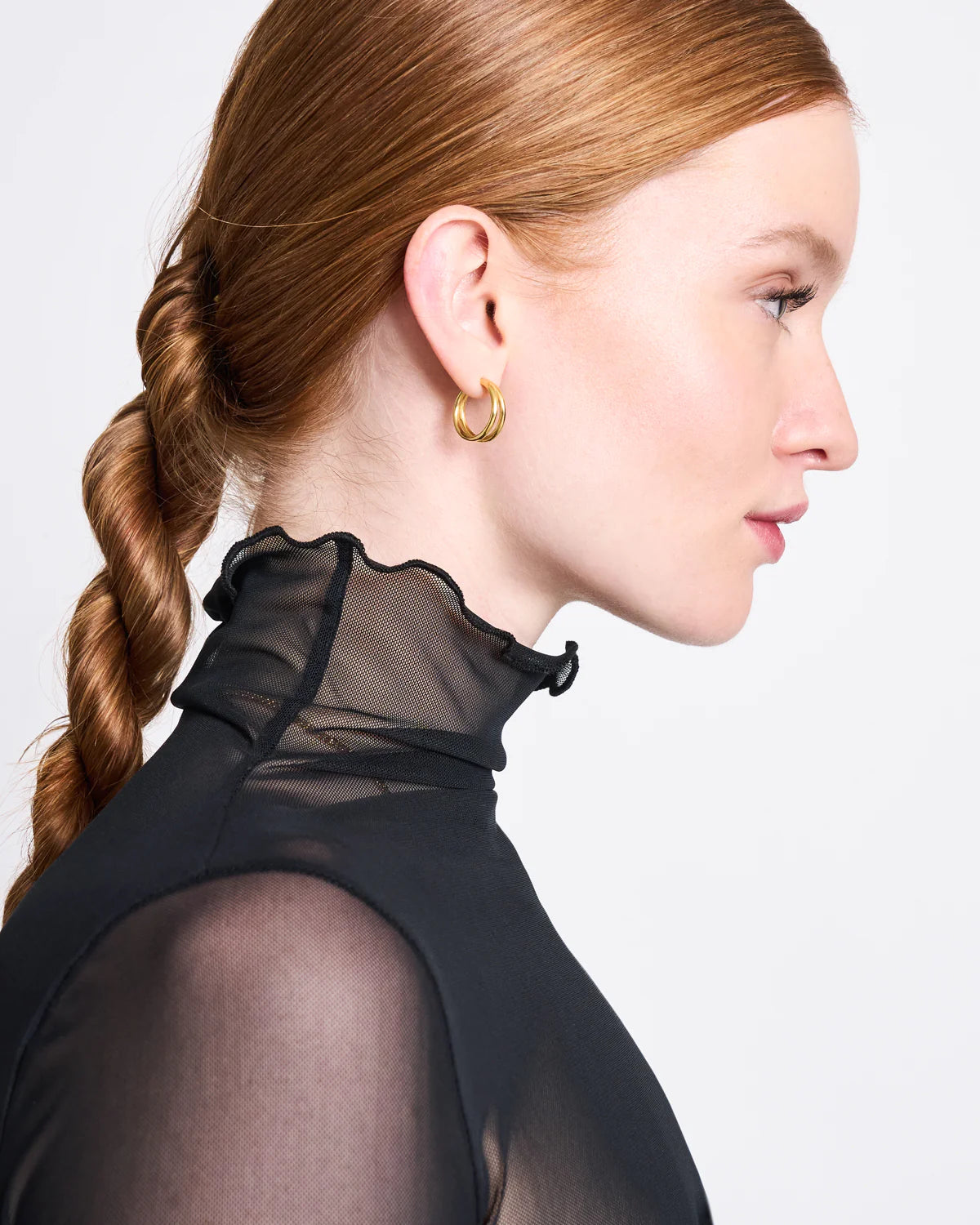 Jan n June Pluie Mesh Turtleneck top Black