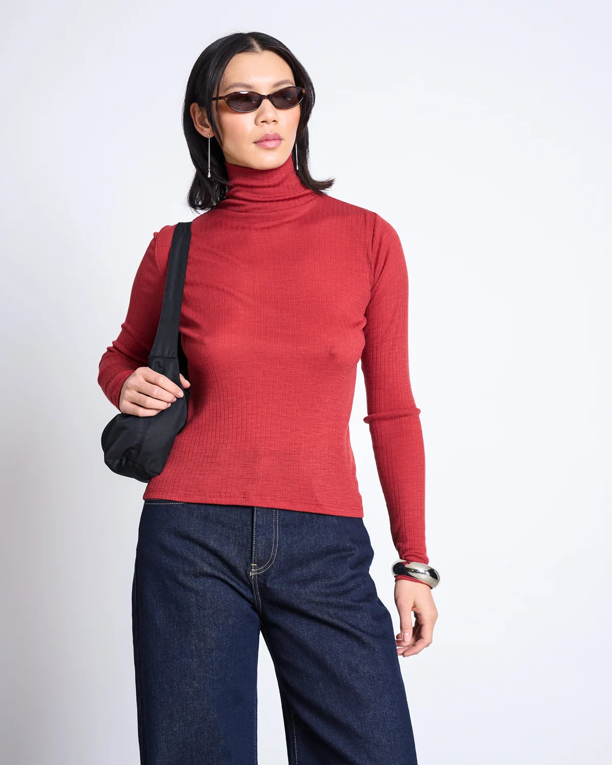 Merinowool Rib Turtleneck Vell Mid Red