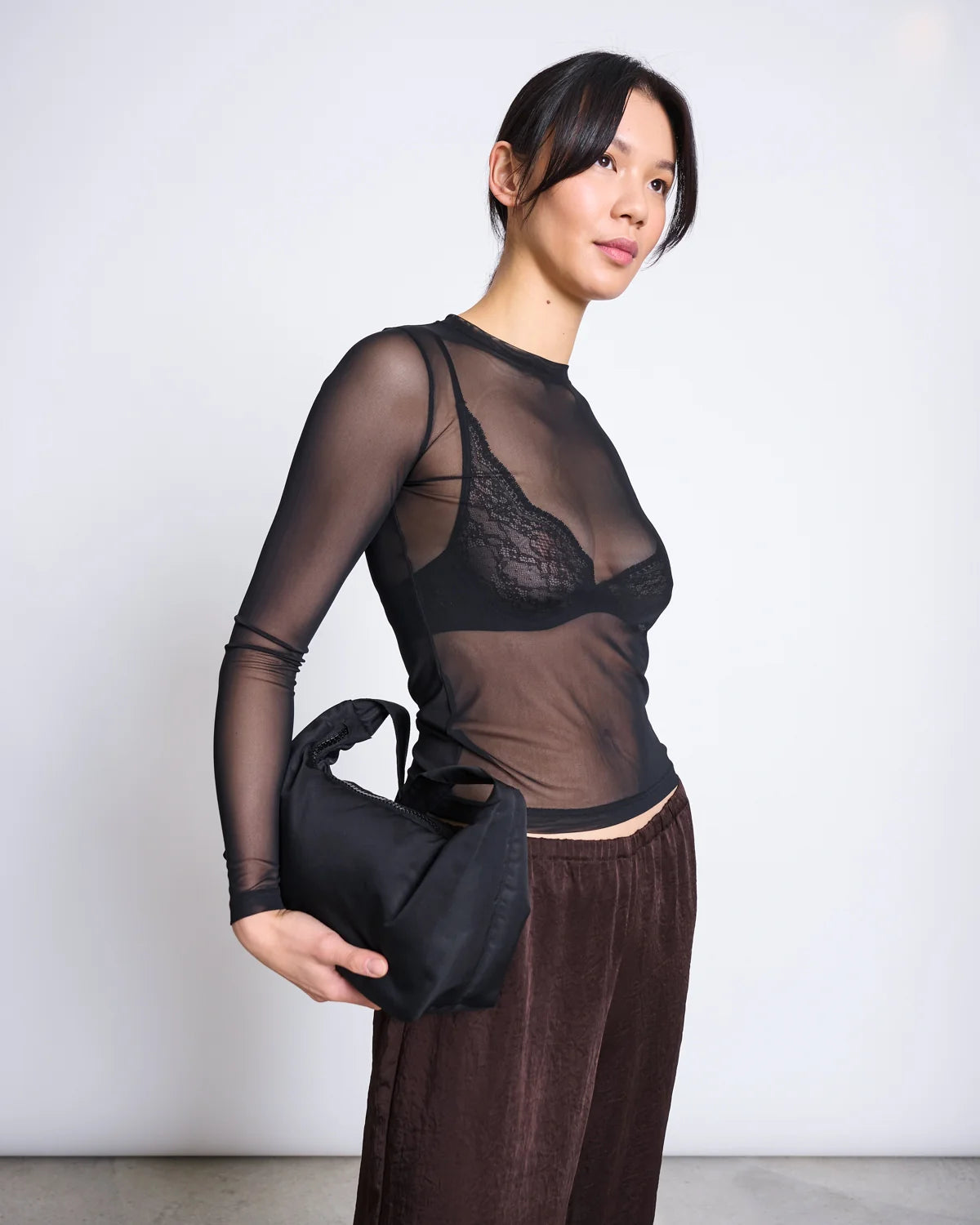 Dora Longsleeve Black Mesh Top