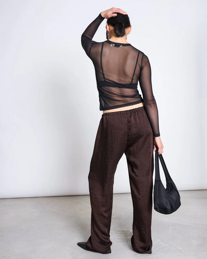 Dora Longsleeve Black Mesh Top