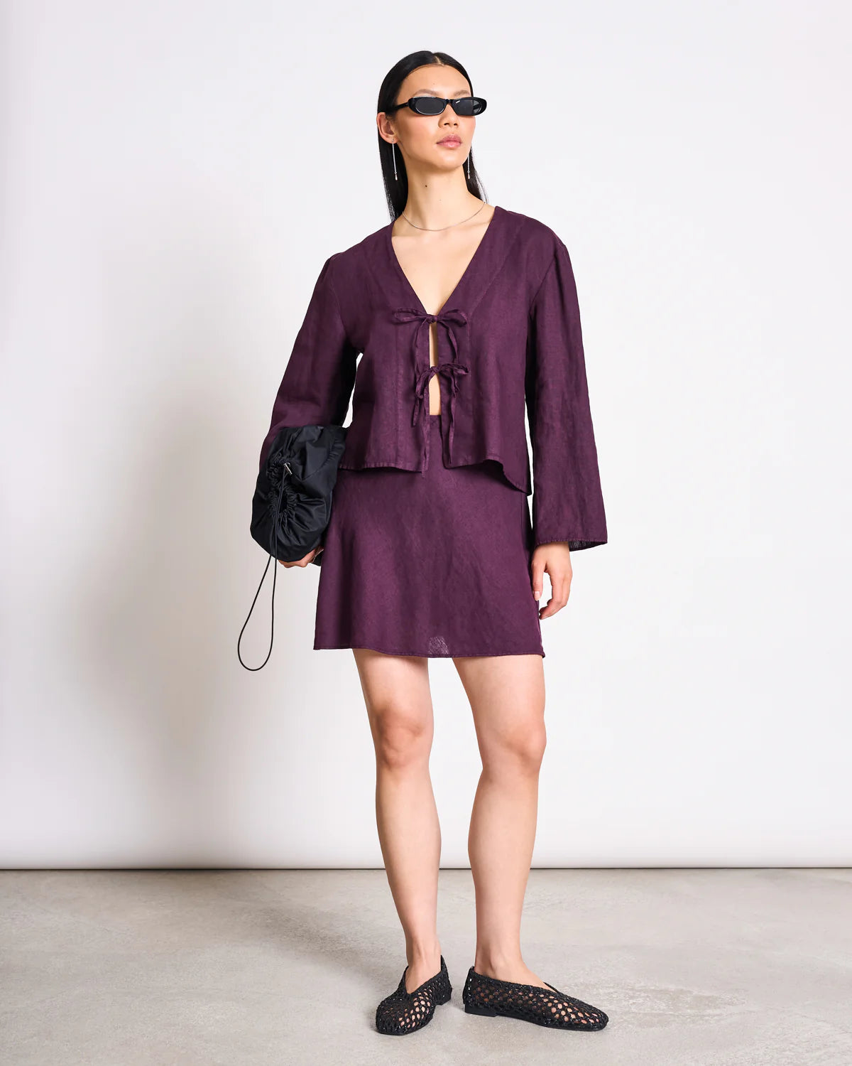 Linen Tie Blouse Skagen Cherry Lacquer
