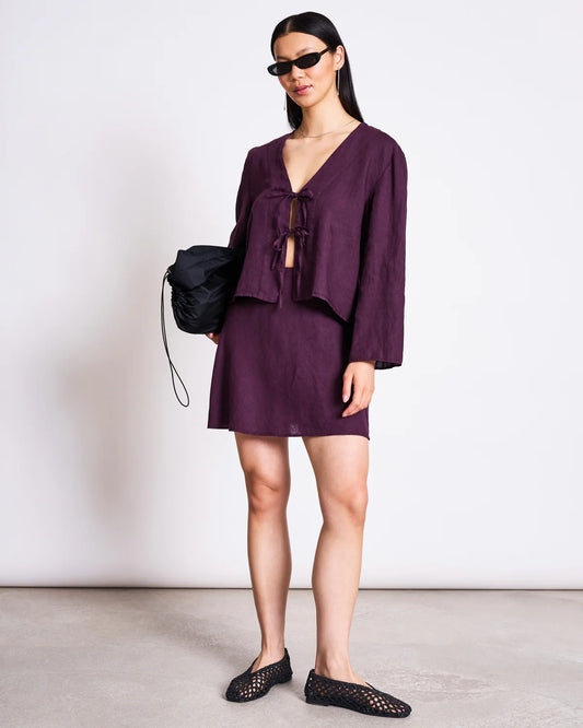 Linen Tie Blouse Skagen Cherry Lacquer