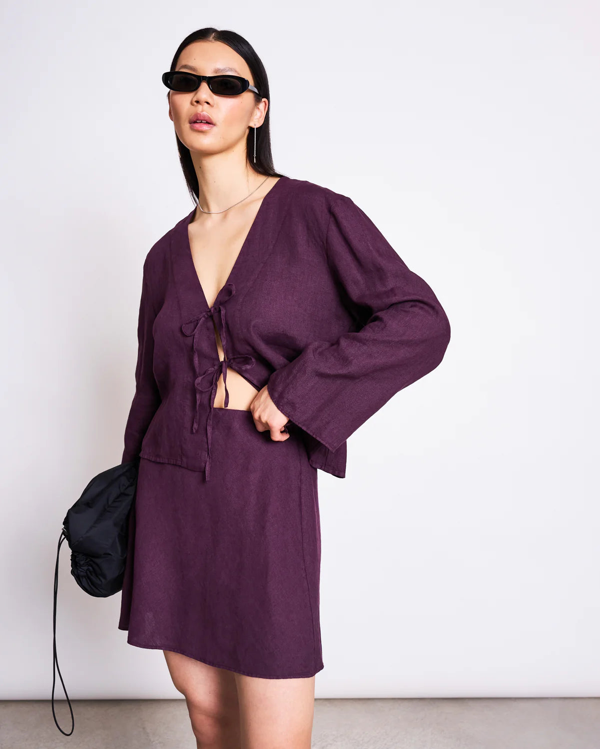 Linen Tie Blouse Skagen Cherry Lacquer