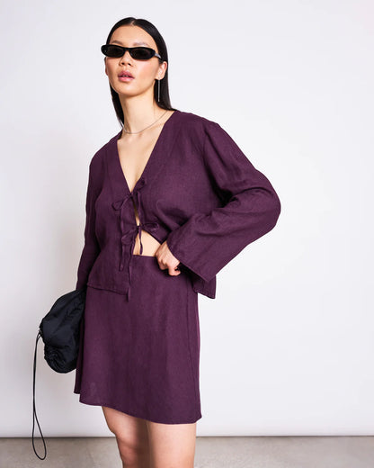 Linen Tie Blouse Skagen Cherry Lacquer