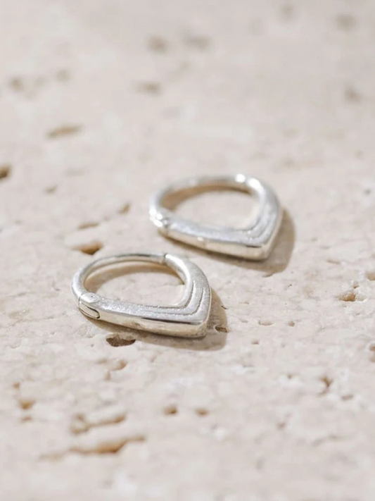 Mazunte V Point Huggie Earrings Silver