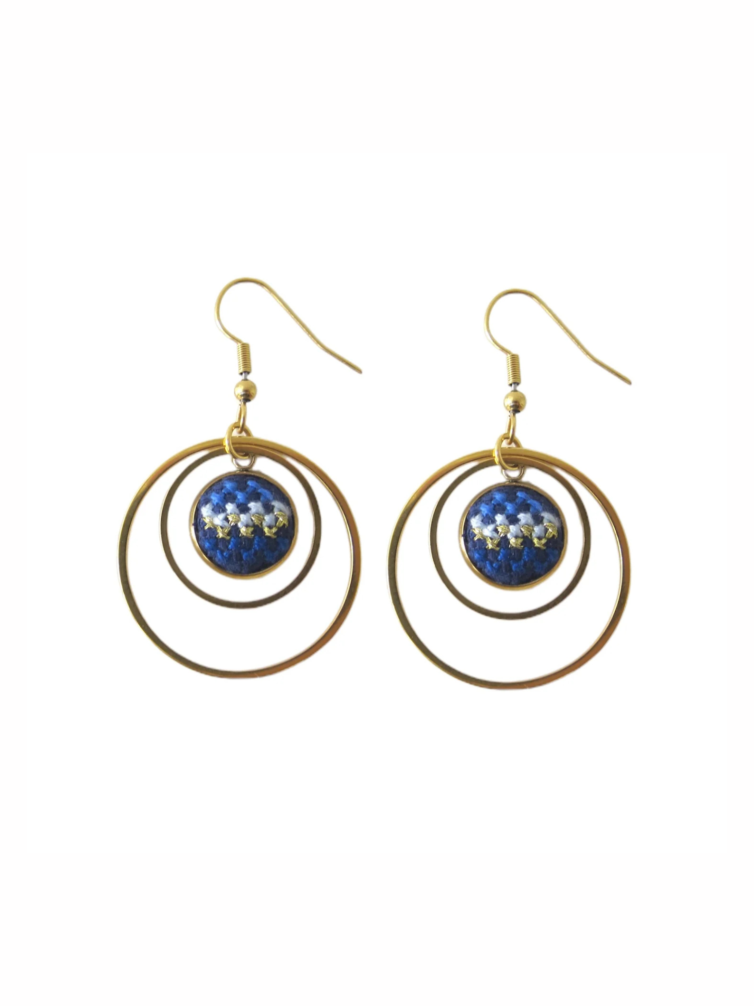 Crown Gold Nuusum Earrings Blue