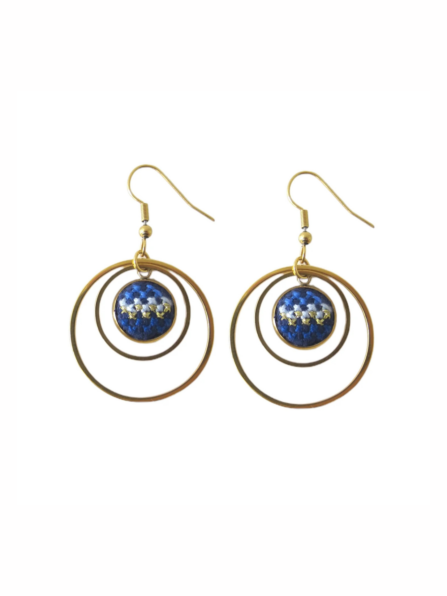 Crown Gold Nuusum Earrings Blue