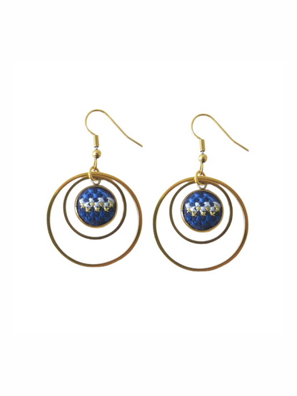 Crown Gold Nuusum Earrings Blue